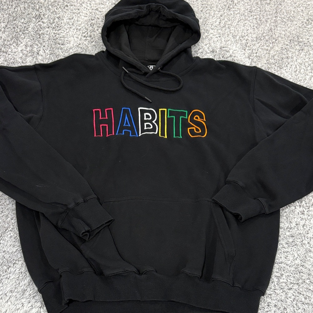 Colorful 'Habits' Black Hoodie